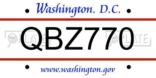 QBZ770 District Of Columbia License Plate