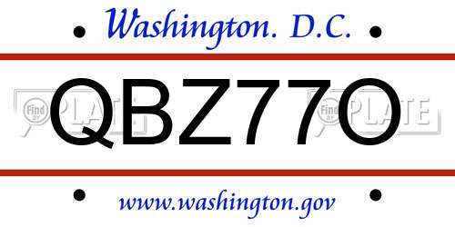 QBZ77O District Of Columbia License Plate