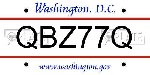 QBZ77Q District Of Columbia License Plate