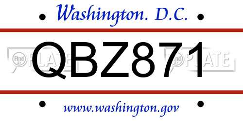 QBZ871 District Of Columbia License Plate