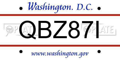 QBZ87I District Of Columbia License Plate