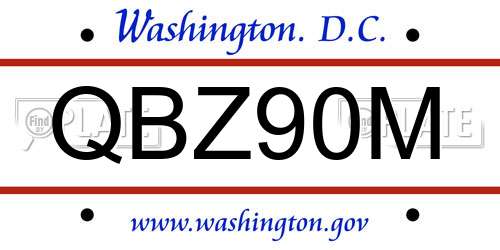 QBZ90M District Of Columbia License Plate