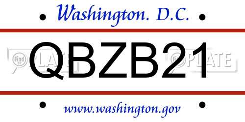 QBZB21 District Of Columbia License Plate
