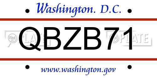 QBZB71 District Of Columbia License Plate