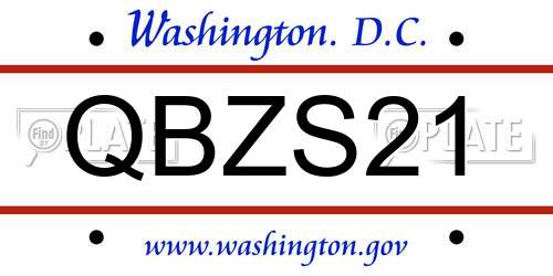 QBZS21 District Of Columbia License Plate
