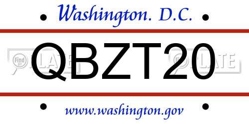 QBZT20 District Of Columbia License Plate