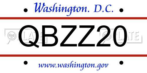 QBZZ20 District Of Columbia License Plate
