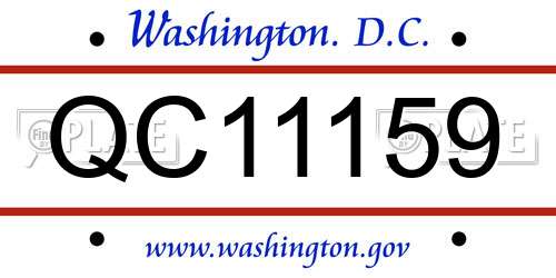 QC11159 District Of Columbia License Plate