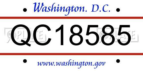 QC18585 District Of Columbia License Plate