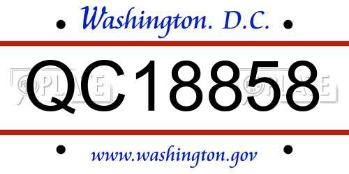 QC18858 District Of Columbia License Plate
