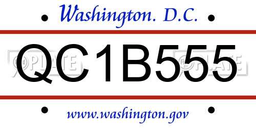 QC1B555 District Of Columbia License Plate