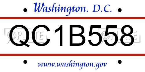 QC1B558 District Of Columbia License Plate