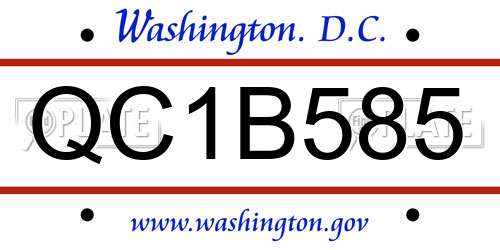 QC1B585 District Of Columbia License Plate