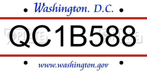QC1B588 District Of Columbia License Plate
