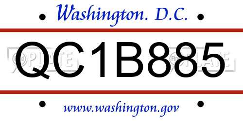 QC1B885 District Of Columbia License Plate