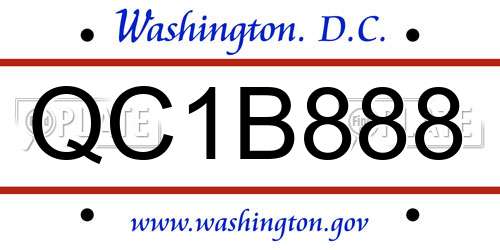 QC1B888 District Of Columbia License Plate