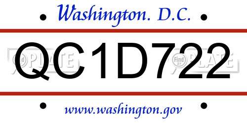 QC1D722 District Of Columbia License Plate