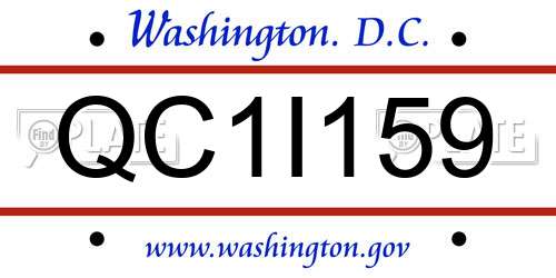 QC1I159 District Of Columbia License Plate