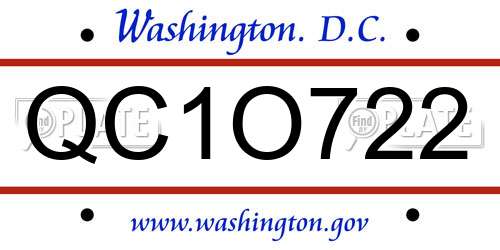 QC1O722 District Of Columbia License Plate