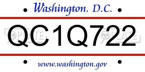 QC1Q722 District Of Columbia License Plate