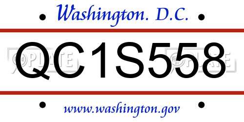 QC1S558 District Of Columbia License Plate