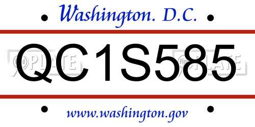 QC1S585 District Of Columbia License Plate