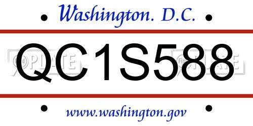 QC1S588 District Of Columbia License Plate