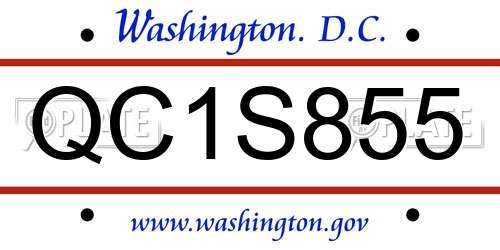 QC1S855 District Of Columbia License Plate