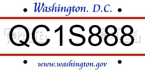 QC1S888 District Of Columbia License Plate