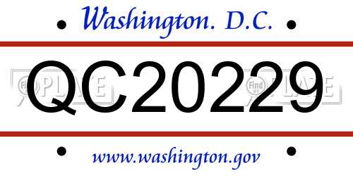 QC20229 District Of Columbia License Plate