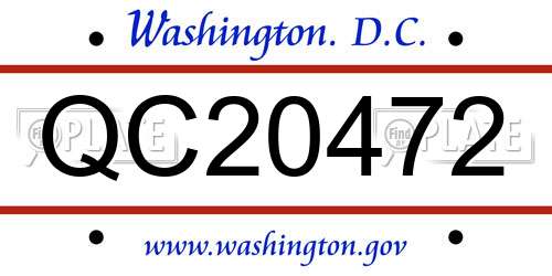 QC20472 District Of Columbia License Plate