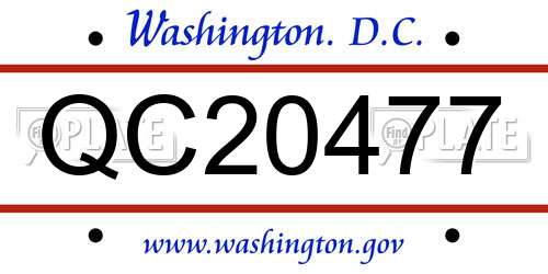 QC20477 District Of Columbia License Plate