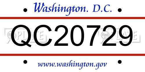 QC20729 District Of Columbia License Plate