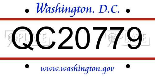 QC20779 District Of Columbia License Plate