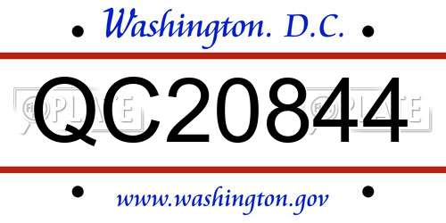 QC20844 District Of Columbia License Plate