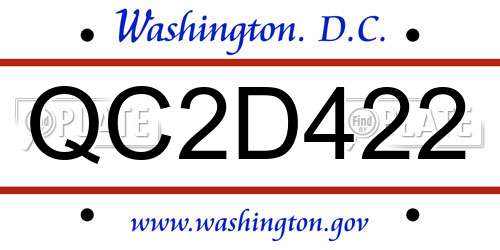 QC2D422 District Of Columbia License Plate