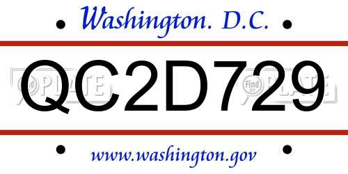 QC2D729 District Of Columbia License Plate