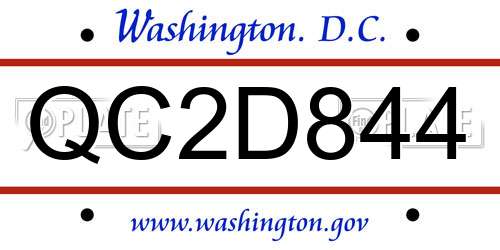 QC2D844 District Of Columbia License Plate