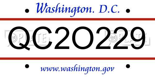 QC2O229 District Of Columbia License Plate