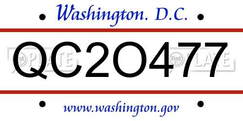 QC2O477 District Of Columbia License Plate