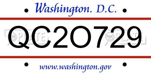 QC2O729 District Of Columbia License Plate