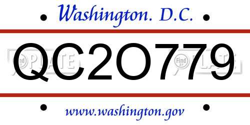 QC2O779 District Of Columbia License Plate