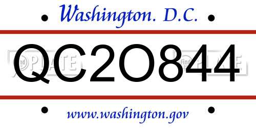 QC2O844 District Of Columbia License Plate