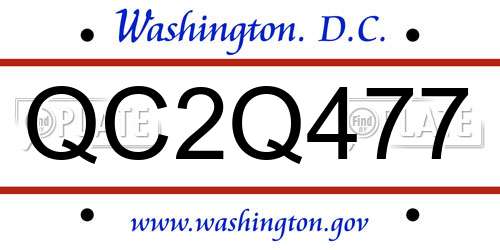 QC2Q477 District Of Columbia License Plate