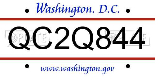 QC2Q844 District Of Columbia License Plate