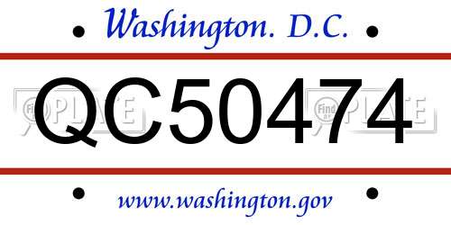 QC50474 District Of Columbia License Plate
