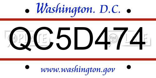 QC5D474 District Of Columbia License Plate