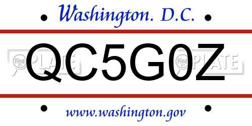 QC5G0Z District Of Columbia License Plate