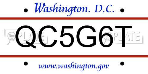 QC5G6T District Of Columbia License Plate