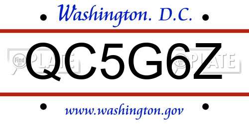 QC5G6Z District Of Columbia License Plate